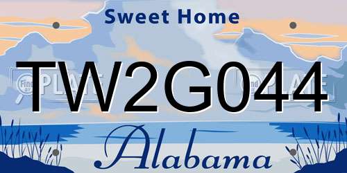 TW2G044 Alabama License Plate