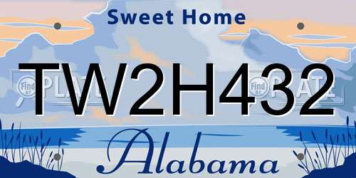 TW2H432 Alabama License Plate