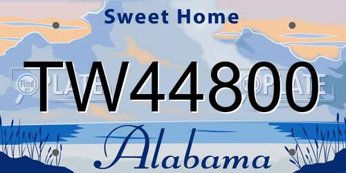 TW44800 Alabama License Plate