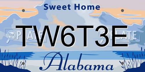 TW6T3E Alabama License Plate