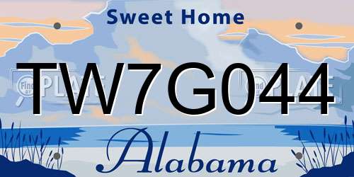 TW7G044 Alabama License Plate