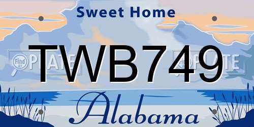 TWB749 Alabama License Plate