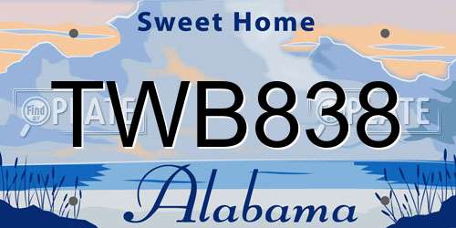 TWB838 Alabama License Plate