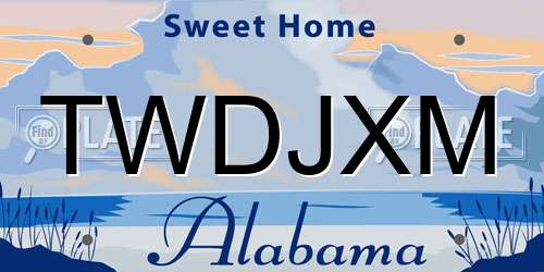 TWDJXM Alabama License Plate