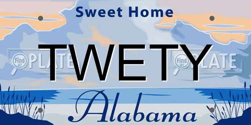TWETY Alabama License Plate