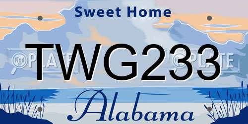 TWG233 Alabama License Plate