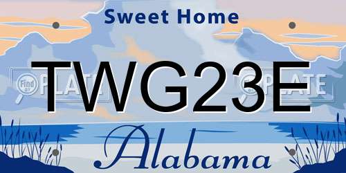 TWG23E Alabama License Plate