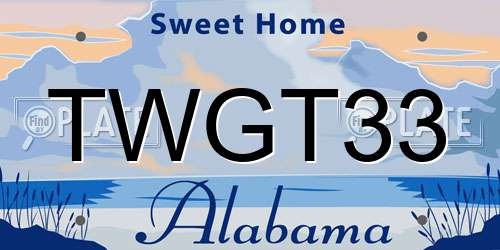 TWGT33 Alabama License Plate