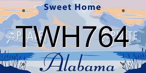 TWH764 Alabama License Plate