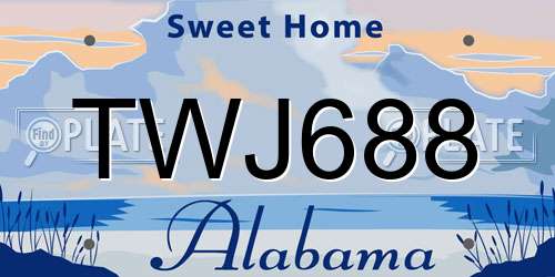 TWJ688 Alabama License Plate