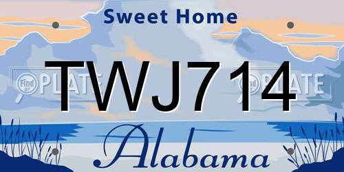 TWJ714 Alabama License Plate
