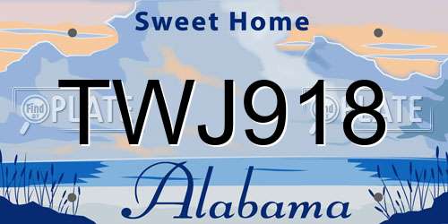TWJ918 Alabama License Plate