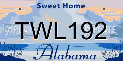 TWL192 Alabama License Plate