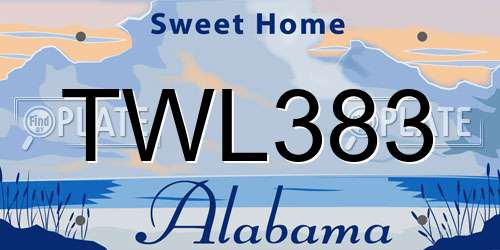 TWL383 Alabama License Plate
