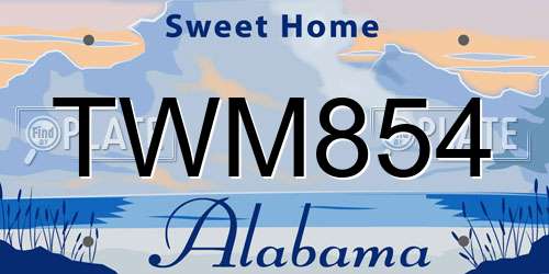 TWM854 Alabama License Plate