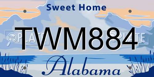 TWM884 Alabama License Plate