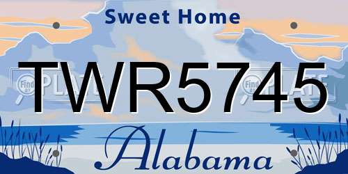 TWR5745 Alabama License Plate