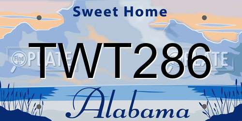 TWT286 Alabama License Plate