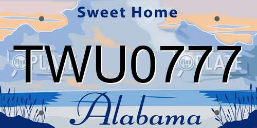 TWU0777 Alabama License Plate