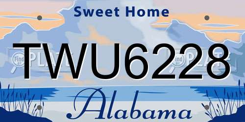 TWU6228 Alabama License Plate