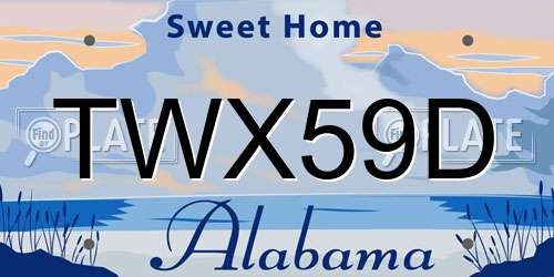 TWX59D Alabama License Plate