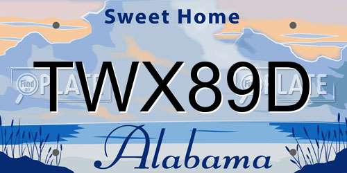 TWX89D Alabama License Plate