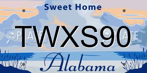 TWXS90 Alabama License Plate