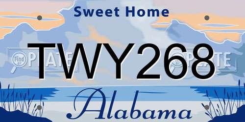TWY268 Alabama License Plate