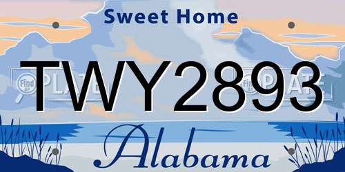 TWY2893 Alabama License Plate