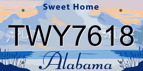 TWY7618 Alabama License Plate