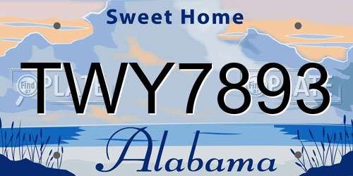 TWY7893 Alabama License Plate