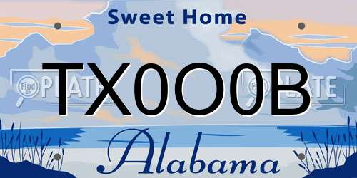 TX0O0B Alabama License Plate