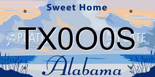 TX0O0S Alabama License Plate