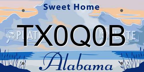 TX0Q0B Alabama License Plate