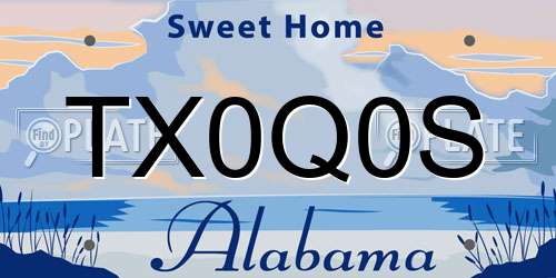 TX0Q0S Alabama License Plate