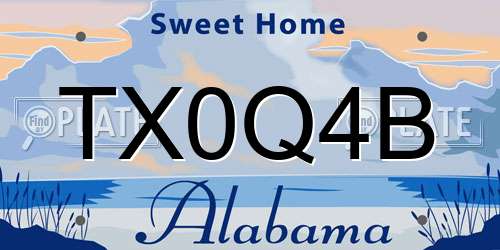 TX0Q4B Alabama License Plate