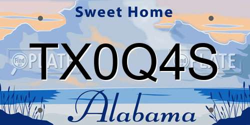 TX0Q4S Alabama License Plate