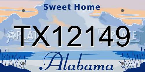 TX12149 Alabama License Plate