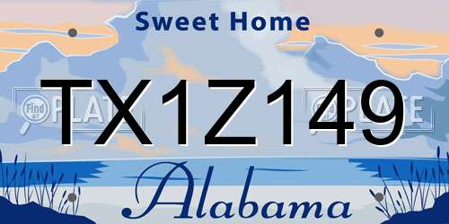 TX1Z149 Alabama License Plate