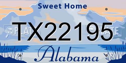 TX22195 Alabama License Plate