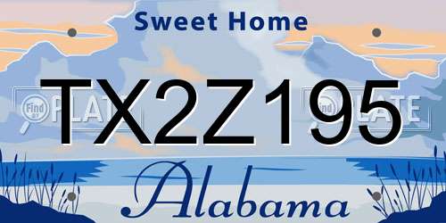 TX2Z195 Alabama License Plate
