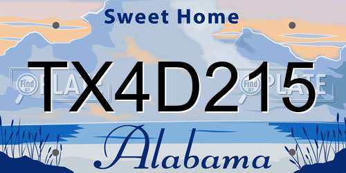 TX4D215 Alabama License Plate