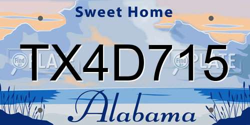 TX4D715 Alabama License Plate