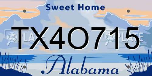 TX4O715 Alabama License Plate