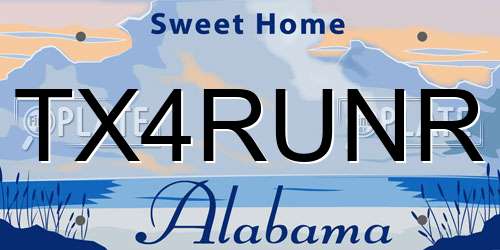 TX4RUNR Alabama License Plate