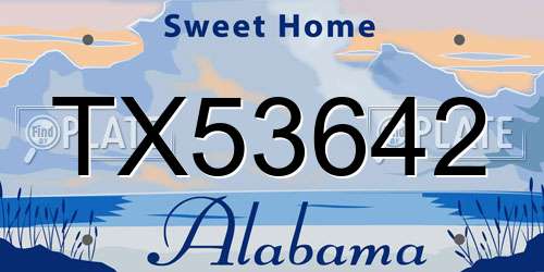 TX53642 Alabama License Plate