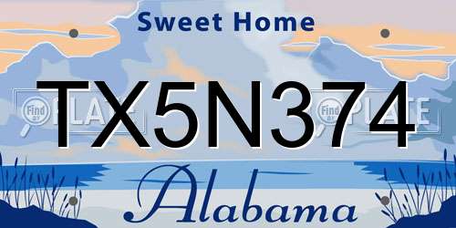 TX5N374 Alabama License Plate