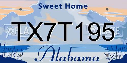 TX7T195 Alabama License Plate