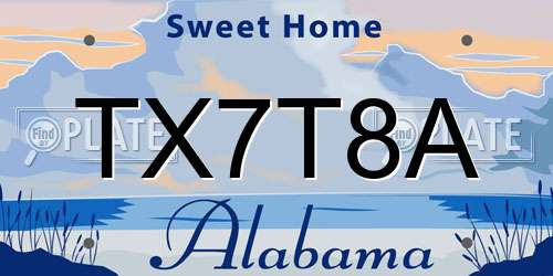 TX7T8A Alabama License Plate
