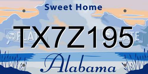 TX7Z195 Alabama License Plate